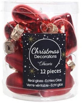 Kaemingk Mini-Glasherzen Glanz/matt 4 cm (12 Stück) rot