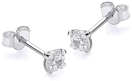 CARISSIMA Damen Rund Zirkonia Ohrstecker 9k(375) Weißgold 4mm