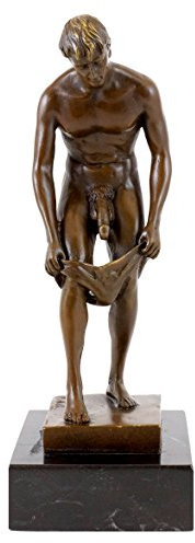 Kunst & Ambiente - Erotische Bronzefigur - Akt eines lüsternen Jünglings - signiert von M. Nick - Gay Skulptur - Männer Akt - Nackter Mann - Erotik