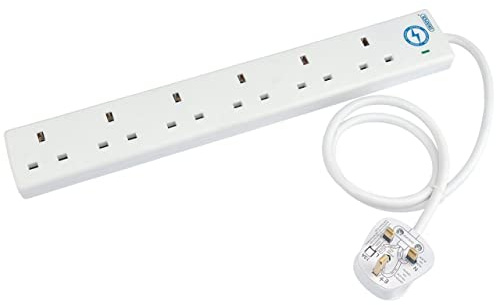 Draper 26534 6 Way Surge Protected Extension Lead, 0.75m, 13A , Blue