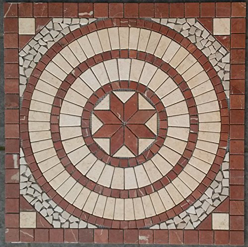 Rosace Marbre Mosaique en carrelage 67x67 cm x 8 mm rose des vents Rosso Verona 043