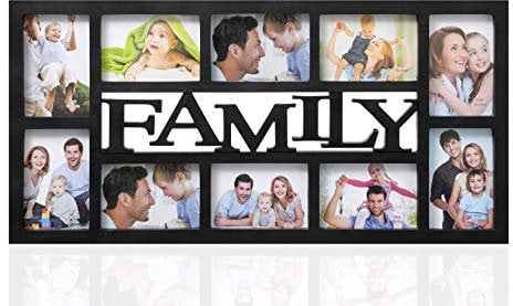 ARPAN Family Multi Aperture Photo Picture Frame - Holds 10 X 6''X4'' Photos (Black Family)