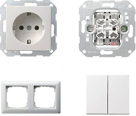 Gira Serie Standard 55 Steckdosen Komplett-Sets Reinweiß GLÄNZEND