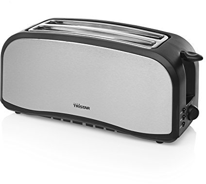 Tristar BR-1046 Tostadora con dos ranuras largas, 6 niveles de tostado, bandeja recogemigas, función de descongelar, calentar y cancelar, expulsión automática, 1400 W