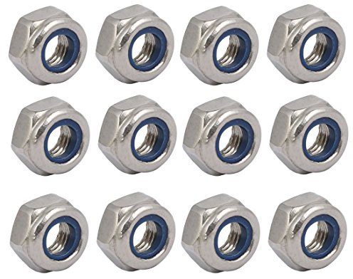 sourcing map 12pcs Tuercas de bloqueo izquierdo M6 x 1 mm de rosca Métrica de acero inoxidable 304