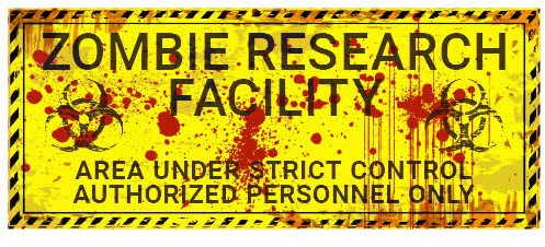 Zombie Research Facility Halloween PVC Party Sign Decoration