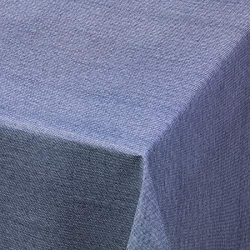 Home Expressions Denim Blue Textured Fabric Linen Look PVC Tablecloth, Easy Clean, Wipe Clean Vinyl Table Linen, Kitchen Dinner Party Tableware, 137cm wide and Sold by the Metre in length