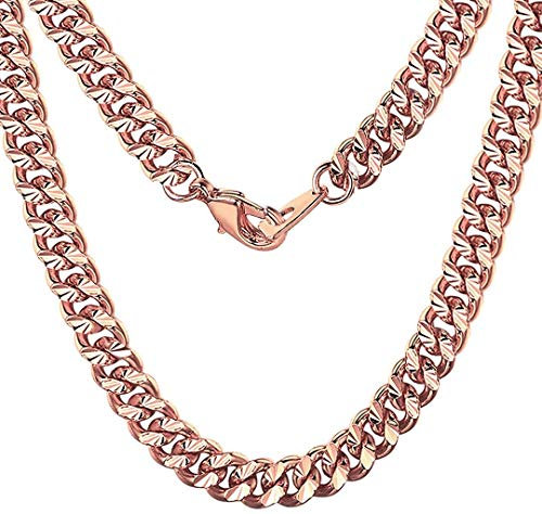 7mm Cuban Curb Chain Necklace for Men Women 18 Rose Gold Plated Chains Hip Hop Fashion Jewelry