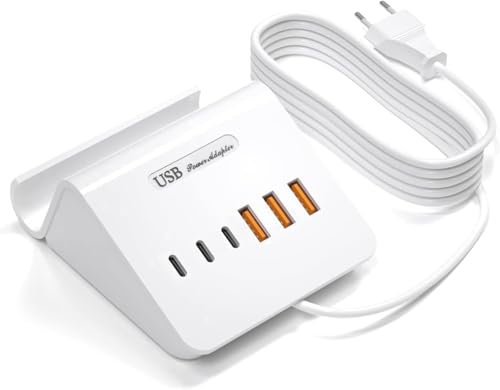 WUKUR Caricatore USB Multiplo 25W Caricabatterie da Tavolo Alimentatore 6 Porte per iphone ipad ipod Samsung LG Nexus HTC Nokia Motorola Wall Charger