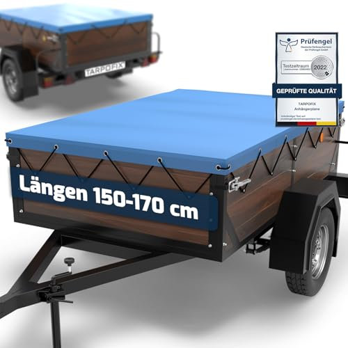 Tarpofix® Anhänger Plane 170x110 cm inkl. Planenseil | Anhängerplane Flachplane aus PVC PLANENMATERIAL | Verstärkte HP DDR Anhänger Plane für diverse PKW Hänger | Abdeckplane Anhänger Abdeckung | Blau