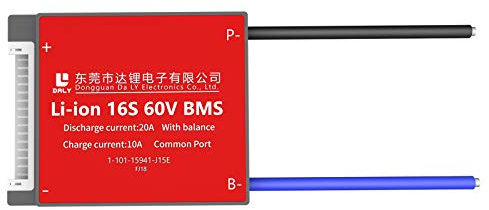 DALY BMS 16S 60V 20A Li-Ion Batterieschutzmodul PCB Schutzplatine mit Balancekabel BMS 60V für 18650 Akku Pack 60V