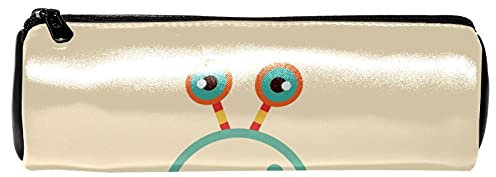 Retro Funny Cartoon Roboter Leder Barrel Stifteetui Münzbörse Tasche Kosmetik Make-up Tasche für Studenten Schreibwaren Schule Arbeit Büro Aufbewahrung