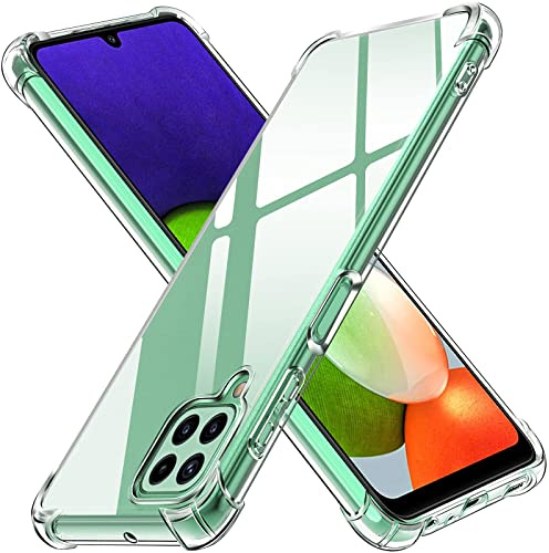ivoler Klar Silikon Hülle für Samsung Galaxy A22 4G / M22 / M32 mit Stoßfest Schutzecken, Dünne Weiche Transparent Schutzhülle Flexible TPU Durchsichtige Handyhülle Kratzfest Case Cover