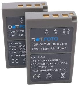 2 x Dot.Foto BLS-5, BLS-50 Premium High Capacity 7.2v / 1350mAh Rechargeable Battery for Olympus OM-5 OM-D E-M10 Mark IV, E-M10 Mark II, E-M10 Mark III S, E-M5 Mark III