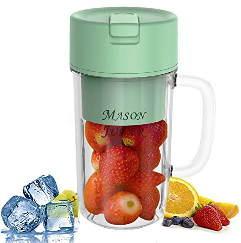 Licuadora portátil para llevar, mini licuadora personal de 500 ML, licuadora exprimidora recargable por USB, licuadora eléctrica con 6 cuchillas para batidos de leche, para el hogar, viajes,Verde