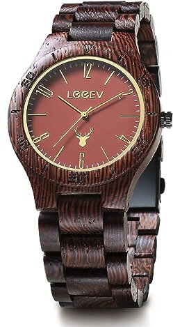 LeeEv Holz Armbanduhr, Herren Holzuhr für Herren handgefertigt Zebra Sandale Holz Vintage Holzuhren Herren Geschenke