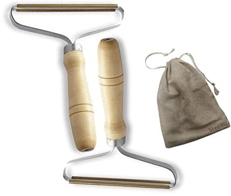 Pet Hair Remover Tool Lint Remover - Carpet Scraper Pro Tool Clean Dog, Cat Hairs From Sofa, Stairs and Car Upholstery - Fabric Shaver Bobble Remover From Clothes - Double Pack