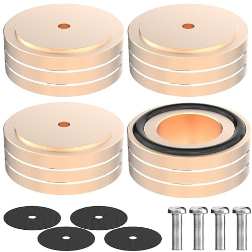 Monosaudio 4X HiFi Isolationsfüße 58×22mm Gerätefüße Aluminium Stoßdämpfer Lautsprecherständer Füße HiFi Spike Pads Absorber Füße M4*0.7 Hifi Untersetzer für für Verstärker Subwoofer Plattenspieler