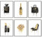 HOGEBIG Fashion Art Watercolour Splash Gold Champagne Black Perfume Bottle Lipstick High Heel Wall Art Prints Posters Girly Room Decor Bedroom Wall Decor (8x10 UNFRAMED)