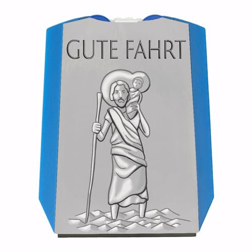 speecheese Heiliger Christophorus - Gute Fahrt Silber Parkscheibe mit 2 Einkaufswagenchips Parkuhr mit Schutzpatron als Geschenk für Fahranfänger damit Man Immer sicher Fahren kann und