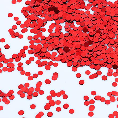 30g Round Confetti Red Round Table Confetti, 6mm Metallic Glitter Foil Sprinkles Confetti, Sequins Round Confetti for Birthday Wedding Party Halloween Christmas Decoration