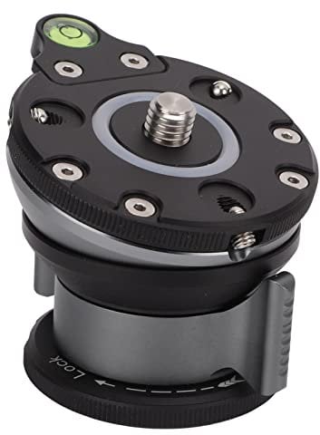Tripod Leveling Base, Aluminum Alloy Camera Tripod Head with Bubble Level, 1/4” & 3/8” Thread, Photography Tripod Leveler Adjusting Plate for for and Other DSLR Camera, Camcorder