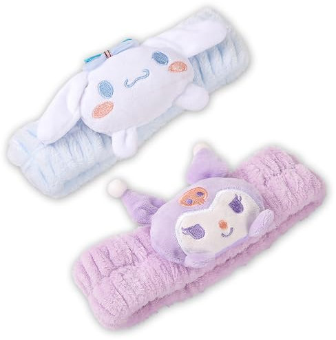 PERFECTSIGHT Lot de 2 bandeaux kawaii spa pour femmes et filles – Jolis bandeaux en polaire douce pour le maquillage, les soins de la peau et le lavage du visage