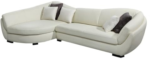 Vente-unique - Ecksofa aus B¸ffelleder 5-Sitzer CAIPI ñ elfenbeinfarben ñ Winkel Links