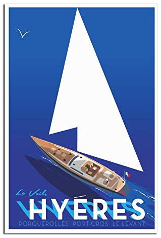 RONGCHENG Hyères Yacht Vintage Reise Poster Leinwand Kunst Zuhause Zimmer Wanddekoration Bild Poster Druck Gemälde Geschenk Poster