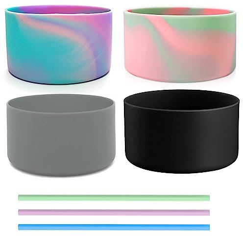 Asaisimg 4 Pcs Silicone Cup Boot, Silicone Boot for Stanley Quencher 40 oz Tumbler & Stanley IceFlow 20oz 30oz, Reduces Noise Protective Water Bottle Bottom Sleeve Cover
