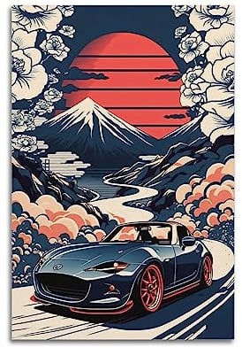 JDM Auto-Poster für Mazda MX5 Vintage-Rennauto, dekoratives Gemälde, Leinwand, Wand- und Kunstbild, Familienschlafzimmer, Dekoration, 40 x 60 cm