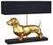 PALAZZO INT Tischlampe „Villa Dachshund“ – Dackel Lampe in Gold mit Stoffschirm | Design-Tischleuchte mit Hundefigur | Handbemalt | E27-Fassung max. 60W | 60 cm breit