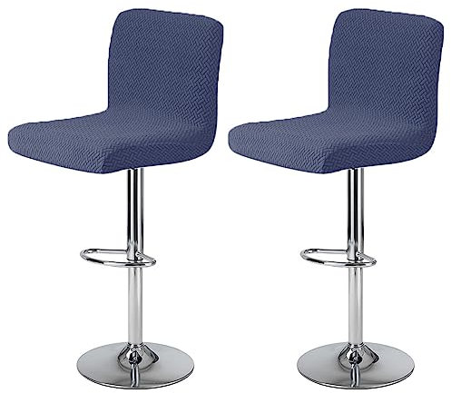 DHAEY - Funda para taburete de bar con respaldo extensible, funda para silla alta giratoria de cocina, cubierta protectora de silla de comedor, juego de 2 unidades, color azul marino
