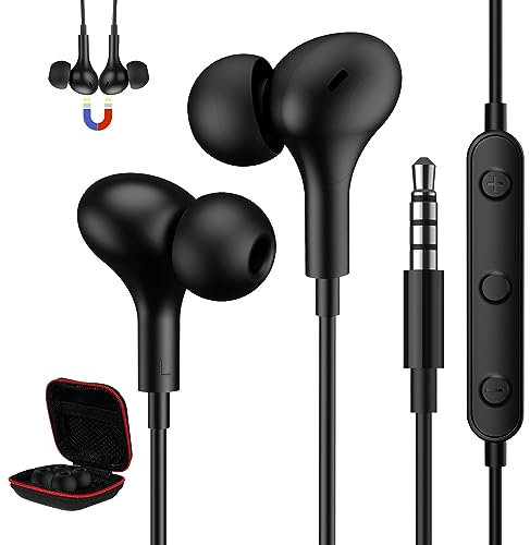 Auriculares In Ear para XiaoMi Redmi Note 13 12 Pro+ 12S 11S 11 Pro 10S, Auriculares Magnéticos con Cable, Auriculares de 3,5 mm Jack con Micrófono para Samsung A24 A14 A13 Galaxy A52S A32 A22 A23 5G