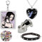 XHBTS Nana Anime Ring Halskette Keychian PU Choker und Aufkleber Cosplay Knöchelringe Gothic Fingerknochen Ring Punk Schmuck Zubehör Requisiten, Metall, Perle