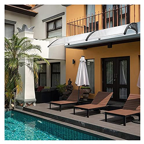 Front Door Canopy, Patio Porch Awning Polycarbonate Rain Shelter Cover For Front Back Porch Patio Roof Canopies UV Rain Snow Protection With Aluminum Bracket (Clear 120x300cm)
