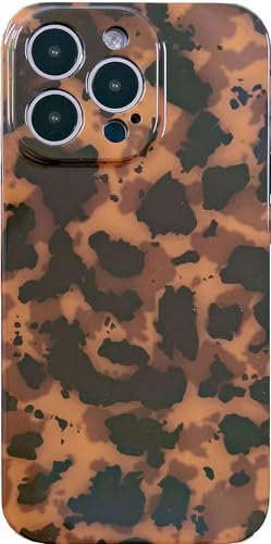 Efitoo for iPhone 15 Pro Max Case Tortoise Shell Cheetah Leopard Animal Print Pattern Cute Flexible Soft TPU Silicone Girls Woman Protective Shockproof Brown and Black Amber Phone Back Cover