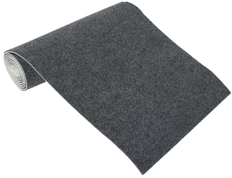 Nadelfilz Teppichboden Selbstliegend, 40 x 200 cm Waschbar Teppich Bodenbelag mit Rutschfest Rücken, Teppich Innen Selbstklebend für Wohnzimmer Schlafzimmer Kinderzimmer Büro Gewerbe (Dunkelgrau)