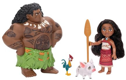 Disney Vaiana - Set de Regalo Vaiana de 15 cm - Incluye Vaiana Maui y Sus Amigos - Jakks Pacific