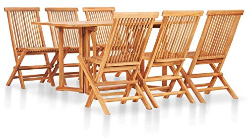 Rantry Sitzgruppe 7-TLG. Gartenmöbel Set Garten Essgruppe Gartengarnitur Möbel Sitzgarnitur Essgruppe Gartentisch Gartenstuhl Gartenset Gartenmöbel Terrassemöbel Klappbar Massivholz Teak #1