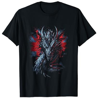 Dark Fantasy Dragon With British Flag T-Shirt