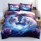 YUTNSAN Wolf Bettwäsche 200x200cm Wölfe Rose Blitz Muster 3 Teilig Kinderbettwäsche Set Mikrofaser Bunt Modern 3D Tier Bettbezug und Kissenbezug 80x80cm