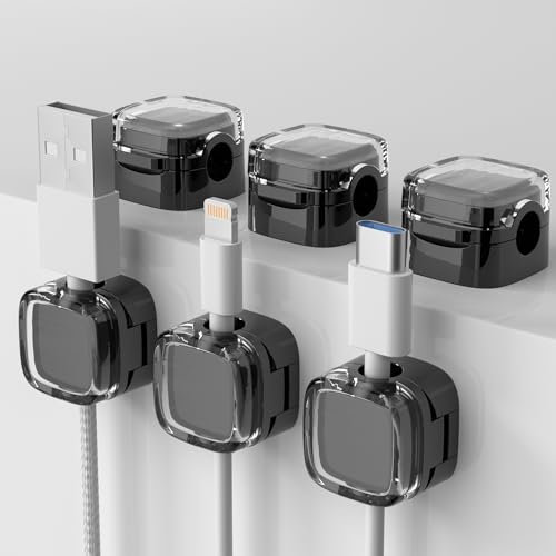 Hejo 6 Pezzi Organizer a Clip per Cavo, Fermacavi Magnetici Autoadesivi, Clip per Cavi,Organizzatore Cavi per Comodini, Elettrodomestici da Cucina, Articoli per Ufficio (Nero)