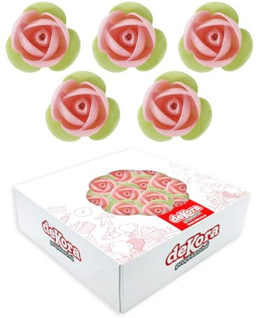 dekora - Fiori commestibili per torte Ø 3.5cm, Fiori di cialda in colore Rosa - Decorazioni per torte commestibili, Senza glutine, senza lattosio e adatte ai Vegani - 140 pezzi