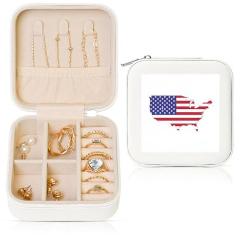 LXqlSS Reise-Schmuckkästchen mit USA-Flagge, eleganter und langlebiger Schmuck-Organizer und Verlobungsring-Box