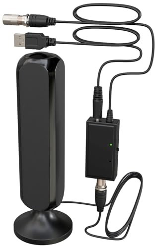 TV Aerial, Freeview Indoor Digital HDTV Aerial 250+ Miles Range with Amplifier Signal Booster,4K 1080P HD VHF UHF TV Tuner DVB-T Television Radio High Gain Stronger Reception