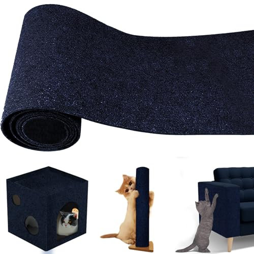 Alfombrilla antiarañazos autoadhesiva para gatos, diy Climbing Cat Scratcher adhesiva, Hillylolly recortable, alfombra rascadora para gatos, rascador adhesivo, rollo protege (azul oscuro)