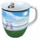 Becher - Sehnsucht - Tasse Porzellan Inhalt 400ml Kaffeebecher Schaf Meer Deich