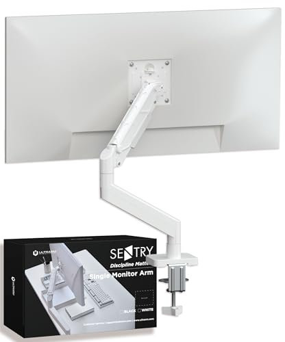 ULTRARM Braccio singolo per monitor da scrivania, con molla a gas, supporto VESA per schermi da 13 a 34, morsetto a C e passacavo, supporto da tavolo regolabile in altezza fino a 10 kg, VESA
