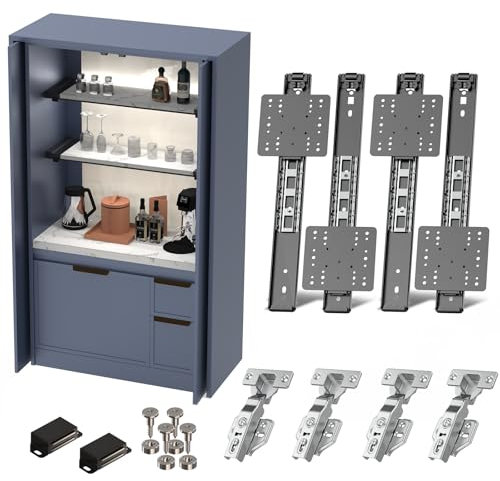 Cabinet Pocket Door Slide Hardware Kit, 12/300mm 4PCS Inset Sliding Door Hinge System for Hidden Cabinet & Closet Doors, Space Saving Solution for Kitchen, Pantry, Wardrobe